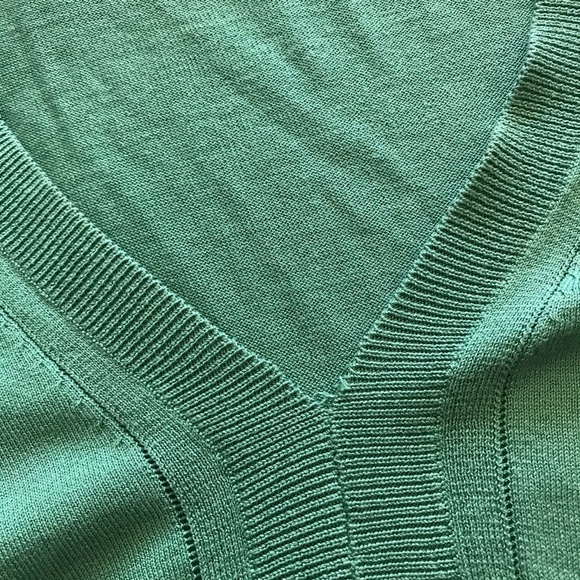 BcbgMaxAzria Green Silk Cotton Blend Knit Blouse - Picture 9 of 9